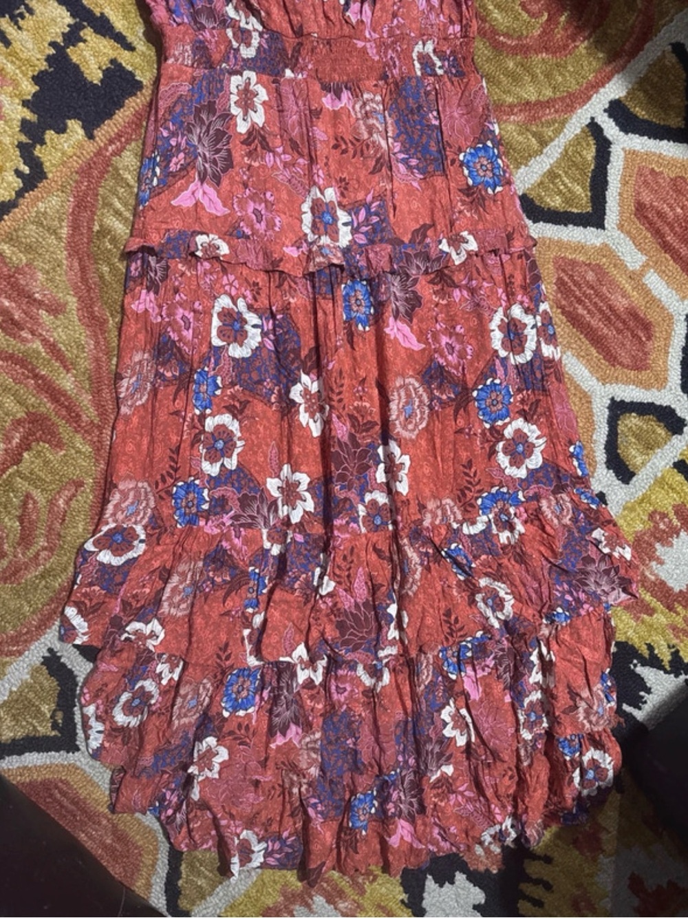 Nurture by Westbound Floral Tiered Maxi Dress in Rust Pink Sz Large - Picture 4 of 8